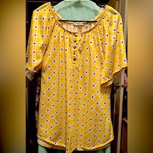 Notations Yellow Buttoned Relaxed Blouse